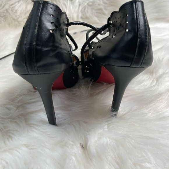 Black Rubidza by Lorraine lazer cut lace up stiletto  heels size 8.5 - Picture 6 of 10
